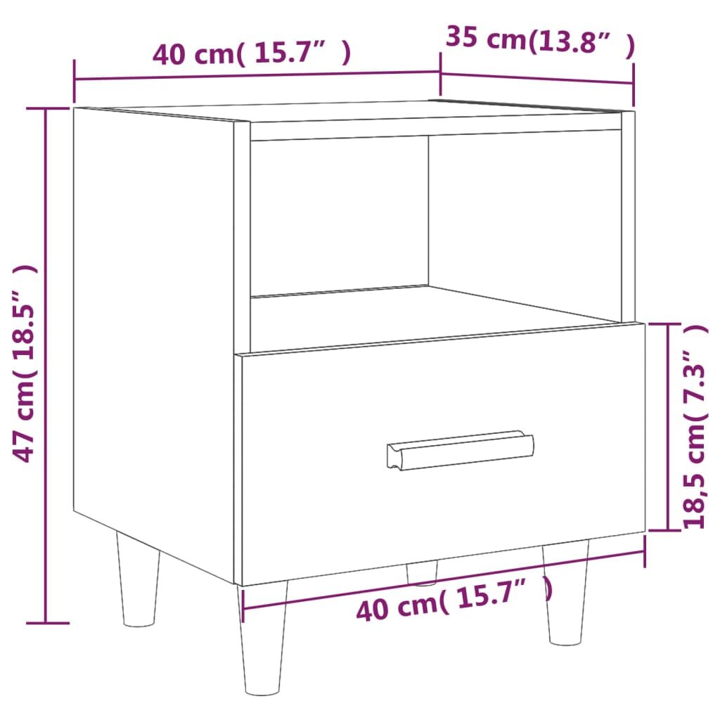 Κομοδίνα 2 τεμ. Καπνιστή Δρυς 40 x 35 x 47 εκ.