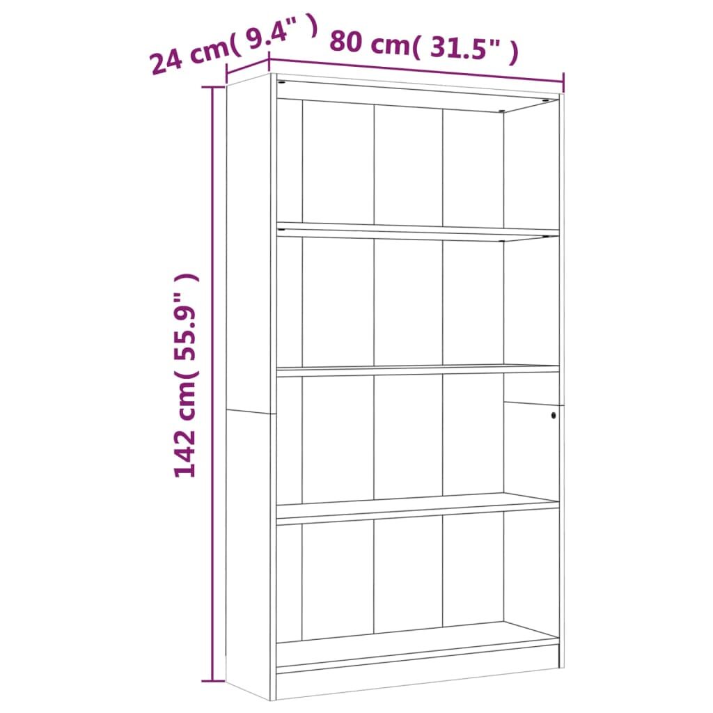 Βιβλιοθήκη με 4 Ράφια Γκρι Sonoma 80x24x142 εκ. Επεξεργ. Ξύλο