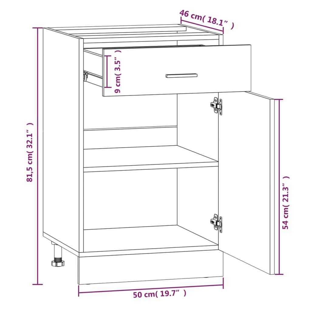 Έπιπλο Με Συρτάρι Καφέ Δρυς 50x46x81