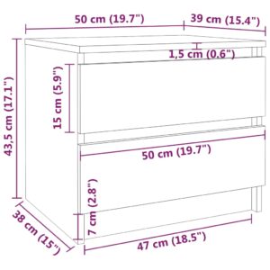 Κομοδίνα 2 τεμ. Καπνιστή Δρυς 50x39x43