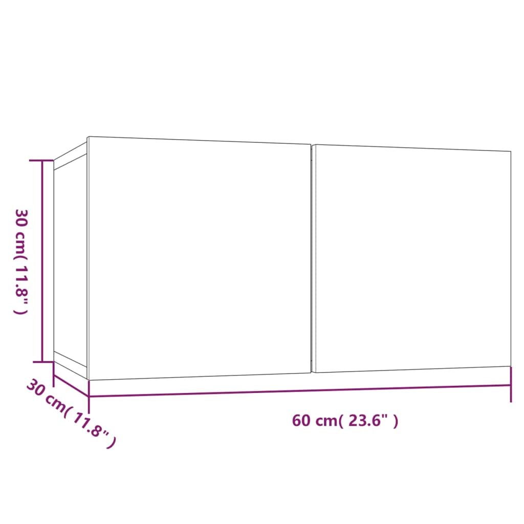 Έπιπλα Τηλεόρασης Κρεμαστά Γκρι 60x30x30 εκ. Επεξ. Ξύλο