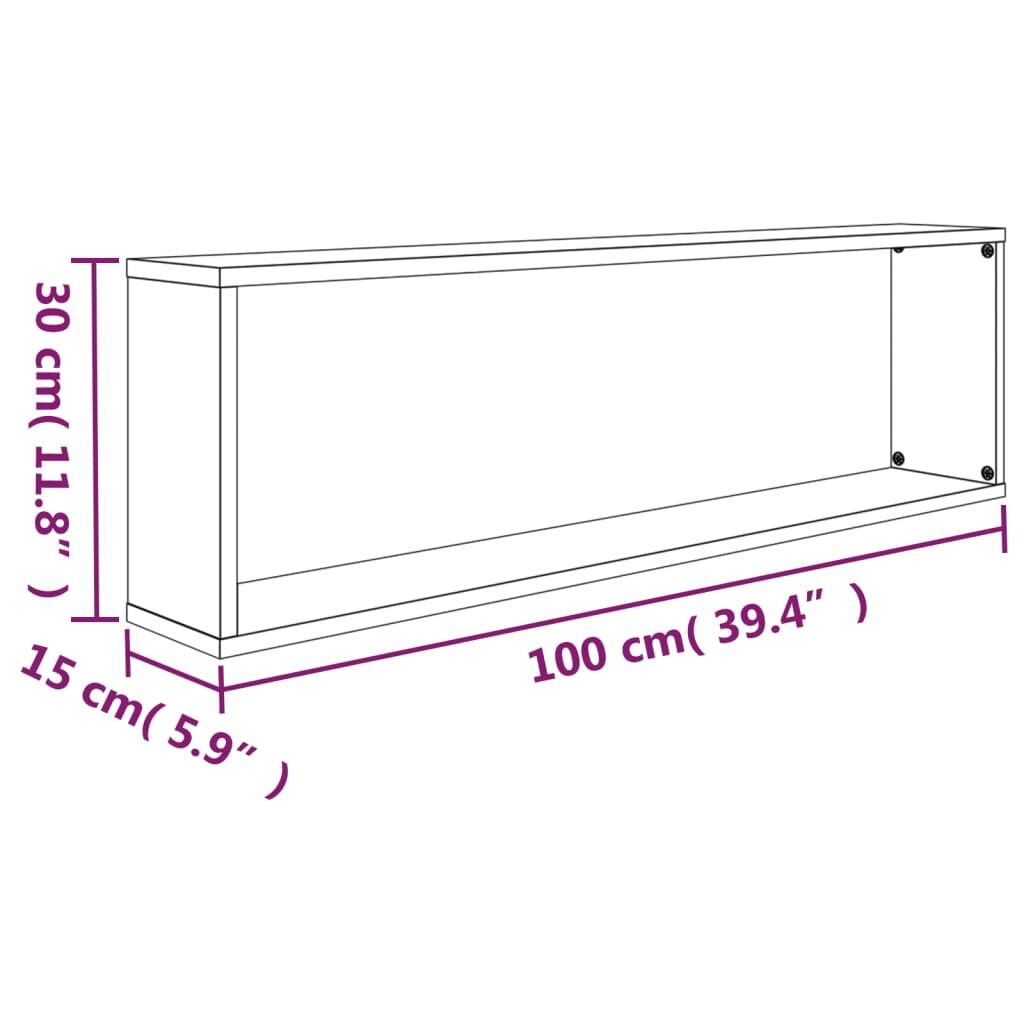 Ραφιέρες Τοίχου Κύβος 2 τεμ Γκρι Sonoma 100x15x30εκ. Επεξ. Ξύλο