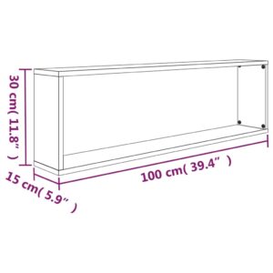 Ραφιέρες Τοίχου Κύβος 2 τεμ Γκρι Sonoma 100x15x30εκ. Επεξ. Ξύλο