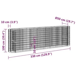 Συρματοκιβώτιο-Γλάστρα Υπερυψωμένη 330x50x100 εκ Γαλβαν. Ατσάλι