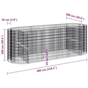 Συρματοκιβώτιο-Γλάστρα Υπερυψωμένη 300x100x100 εκ Γαλβ. Ατσάλι