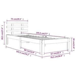 Πλαίσιο Κρεβατιού Μελί 75x190 εκ. Μασίφ Ξύλο 2FT6 Small Single