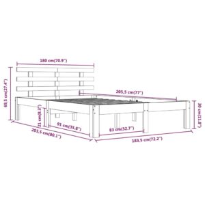 Πλαίσιο Κρεβατιού Λευκό 180 x 200 εκ. Μασίφ Ξύλο 6FT Super King