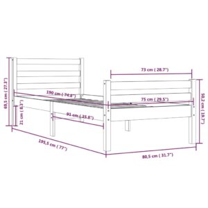 Πλαίσιο Κρεβατιού Μελί 75x190 εκ. Μασίφ Ξύλο 2FT6 Small Single