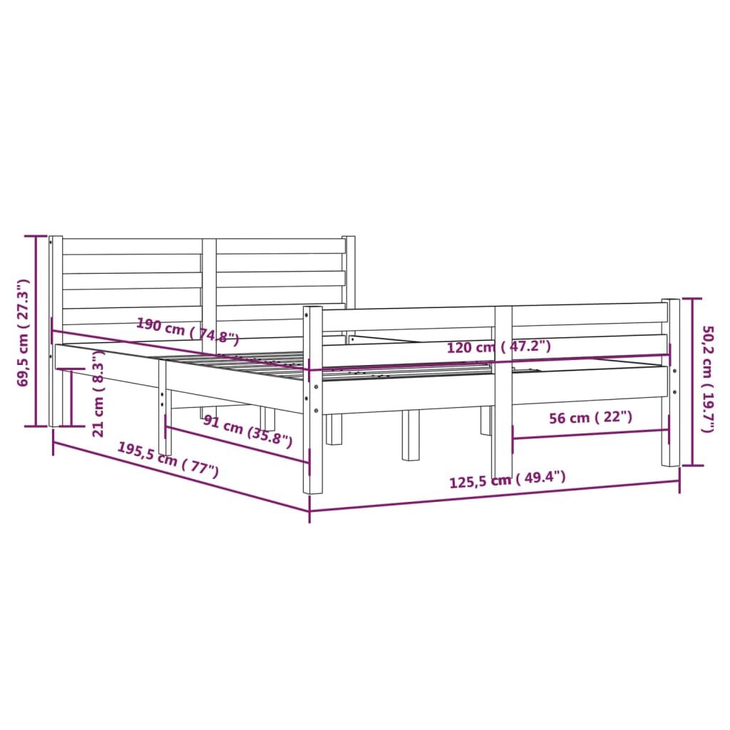 Πλαίσιο Κρεβατιού 120 x 190 εκ. από Μασίφ Ξύλο 4FT Small Double