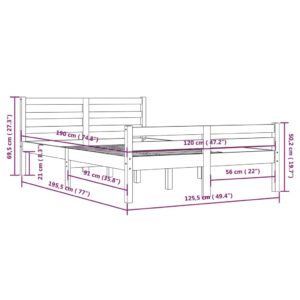 Πλαίσιο Κρεβατιού Γκρι 120x190 εκ. Μασίφ Ξύλο 4FT Small Double