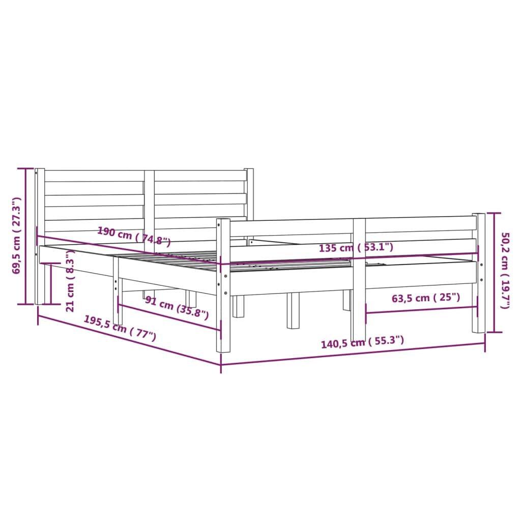 Πλαίσιο Κρεβατιού Μελί 135 x 190 εκ. Μασίφ Ξύλο 4FT6 Double