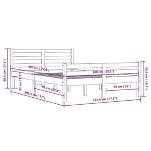 Πλαίσιο Κρεβατιού Λευκό 140 x 190 εκ. από Μασίφ Ξύλο