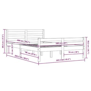 Πλαίσιο Κρεβατιού Γκρι 160 x 200 εκ. από Μασίφ Ξύλο