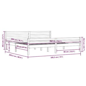 Πλαίσιο Κρεβατιού Μελί 180 x 200 εκ. Μασίφ Ξύλο 6FT Super King