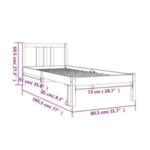 Πλαίσιο Κρεβατιού 75x190 εκ. από Μασίφ Ξύλο 2FT6 Small Single