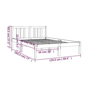 Πλαίσιο Κρεβατιού Γκρι 120x190 εκ. Μασίφ Ξύλο 4FT Small Double