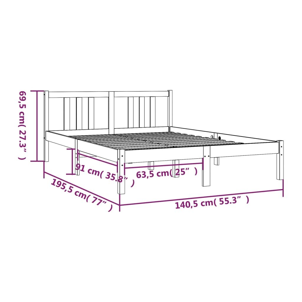 Πλαίσιο Κρεβατιού Μελί 135 x 190 εκ. Μασίφ Ξύλο 4FT6 Double