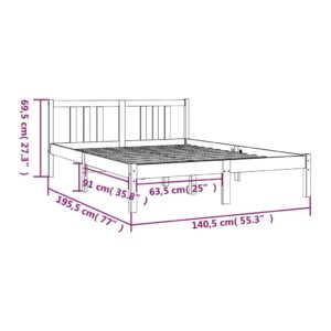 Πλαίσιο Κρεβατιού Μελί 135 x 190 εκ. Μασίφ Ξύλο 4FT6 Double