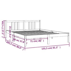 Πλαίσιο Κρεβατιού Λευκό 150 x 200 εκ. Μασίφ Ξύλο 5FT King Size