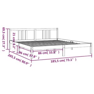 Πλαίσιο Κρεβατιού 180 x 200 εκ. από Μασίφ Ξύλο 6FT Super King