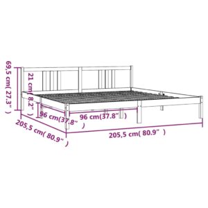 Πλαίσιο Κρεβατιού Λευκό 200 x 200 εκ. από Μασίφ Ξύλο