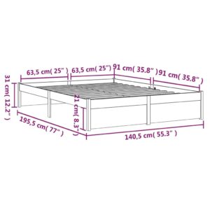 Πλαίσιο Κρεβατιού Μελί 135 x 190 εκ. Μασίφ Ξύλο 4FT6 Double