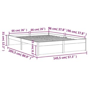 Πλαίσιο Κρεβατιού Γκρι 140 x 200 εκ. από Μασίφ Ξύλο