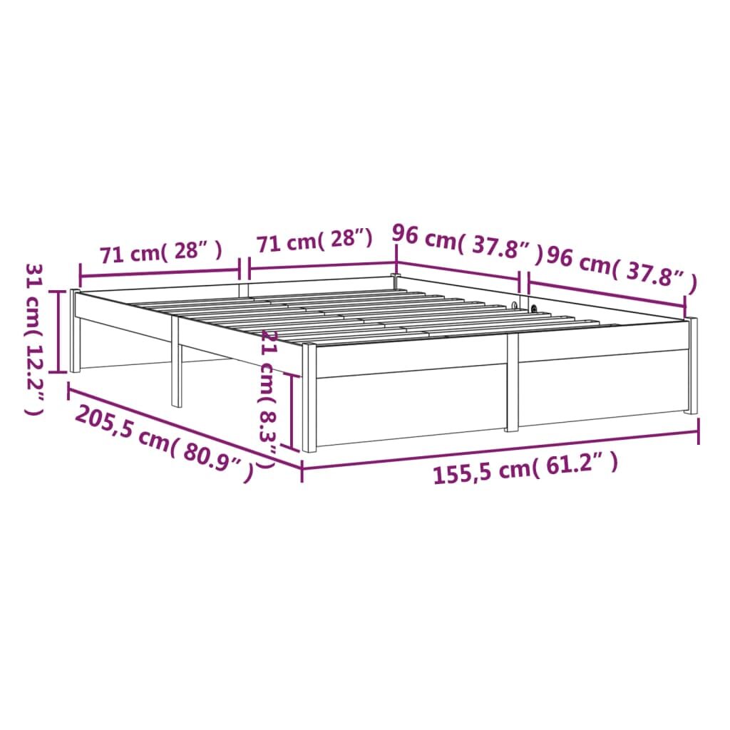 Πλαίσιο Κρεβατιού Μελί 150 x 200 εκ. Μασίφ Ξύλο 5FT King Size