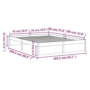 Πλαίσιο Κρεβατιού Γκρι 160 x 200 εκ. από Μασίφ Ξύλο