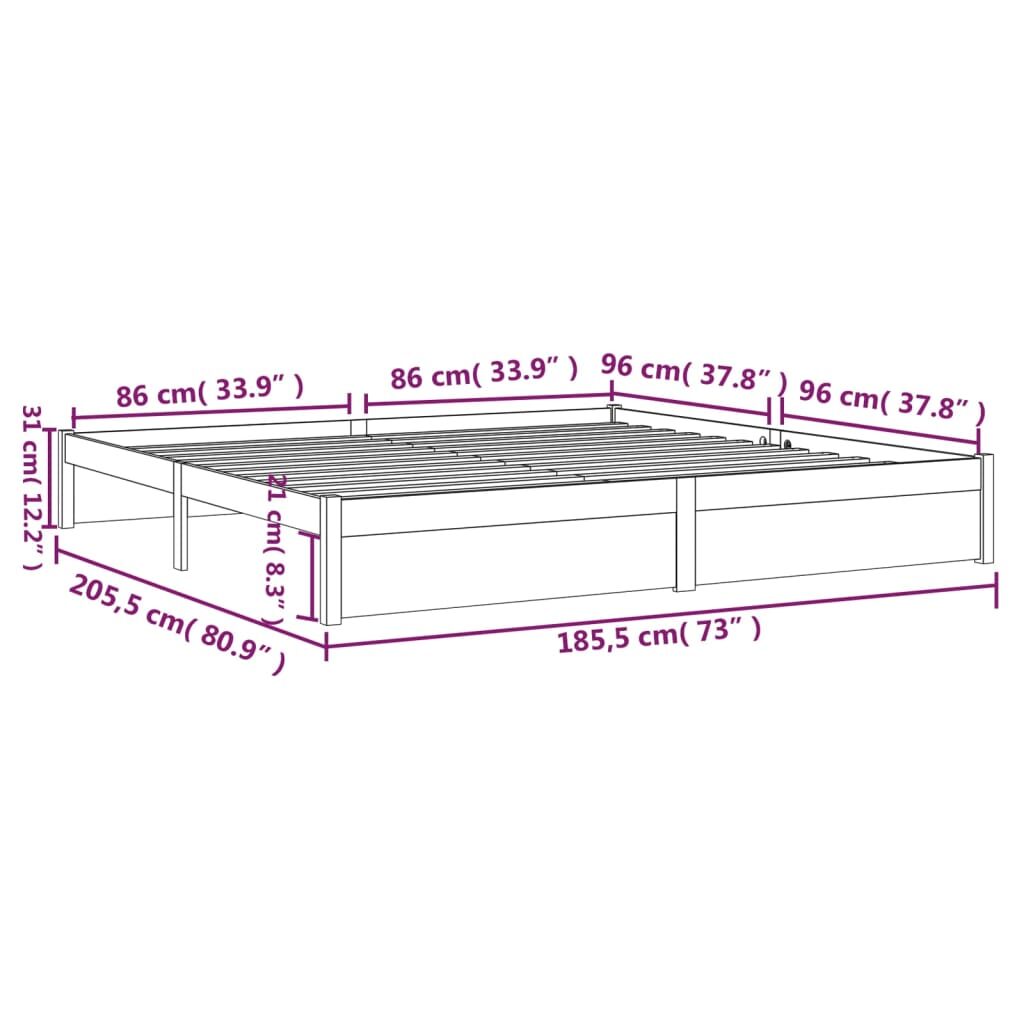 Πλαίσιο Κρεβατιού Γκρι 180 x 200 εκ. Μασίφ Ξύλο 6FT Super King