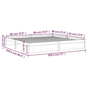 Πλαίσιο Κρεβατιού Γκρι 180 x 200 εκ. Μασίφ Ξύλο 6FT Super King