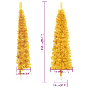 Χριστουγεν. Δέντρο Slim Τεχνητό Μισό Με Βάση Χρυσό 150 εκ.
