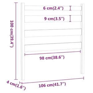 Κεφαλάρι Κρεβατιού Μαύρο 106 x 4 x 100 εκ. Μασίφ Ξύλο Πεύκου