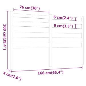 Κεφαλάρι Κρεβατιού Λευκό 166 x 4 x 100 εκ. Μασίφ Ξύλο Πεύκου