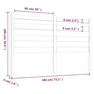 Κεφαλάρι Κρεβατιού Γκρι 186 x 4 x 100 εκ. από Μασίφ Ξύλο Πεύκου