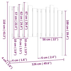 Κεφαλάρι Κρεβατιού Μαύρο 126x4x110 εκ. από Μασίφ Ξύλο Πεύκου