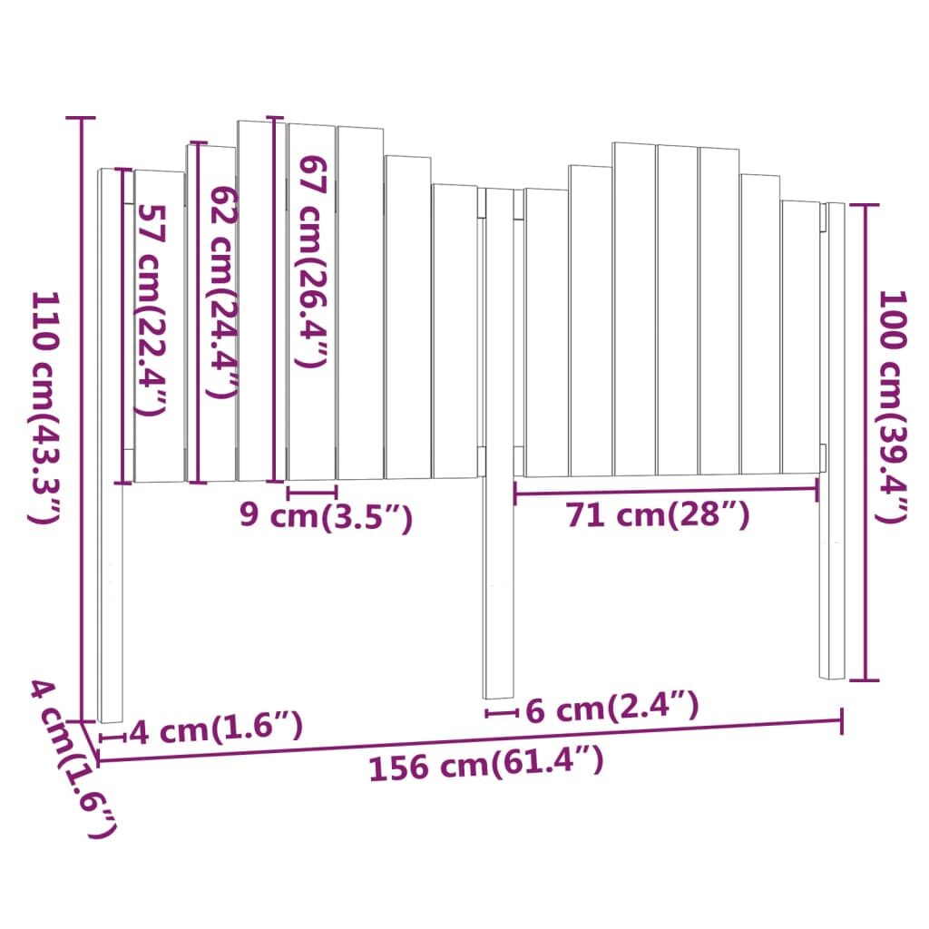 Κεφαλάρι Κρεβατιού Μελί 156 x 4 x 110 εκ. από Μασίφ Ξύλο Πεύκου