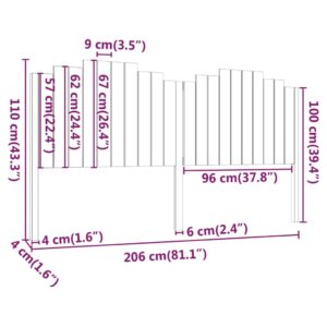 Κεφαλάρι Κρεβατιού Μελί 206x4x110 εκ. από Μασίφ Ξύλο Πεύκου