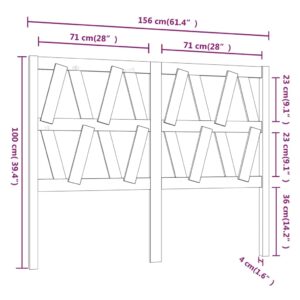 Κεφαλάρι Κρεβατιού Γκρι 156 x 4 x 100 εκ. από Μασίφ Ξύλο Πεύκου