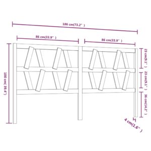 Κεφαλάρι Κρεβατιού Μαύρο 186 x 4 x 100 εκ. Μασίφ Ξύλο Πεύκου