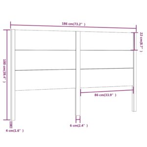 Κεφαλάρι Κρεβατιού Γκρι 186 x 4 x 100 εκ. από Μασίφ Ξύλο Πεύκου