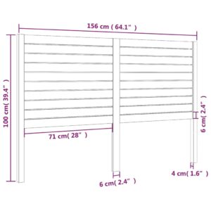 Κεφαλάρι Κρεβατιού Γκρι 156 x 4 x 100 εκ. από Μασίφ Ξύλο Πεύκου