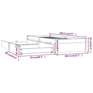 Πλαίσιο Κρεβατιού Με Συρτάρια Μελί 75x190 εκ. 2FT Small Double