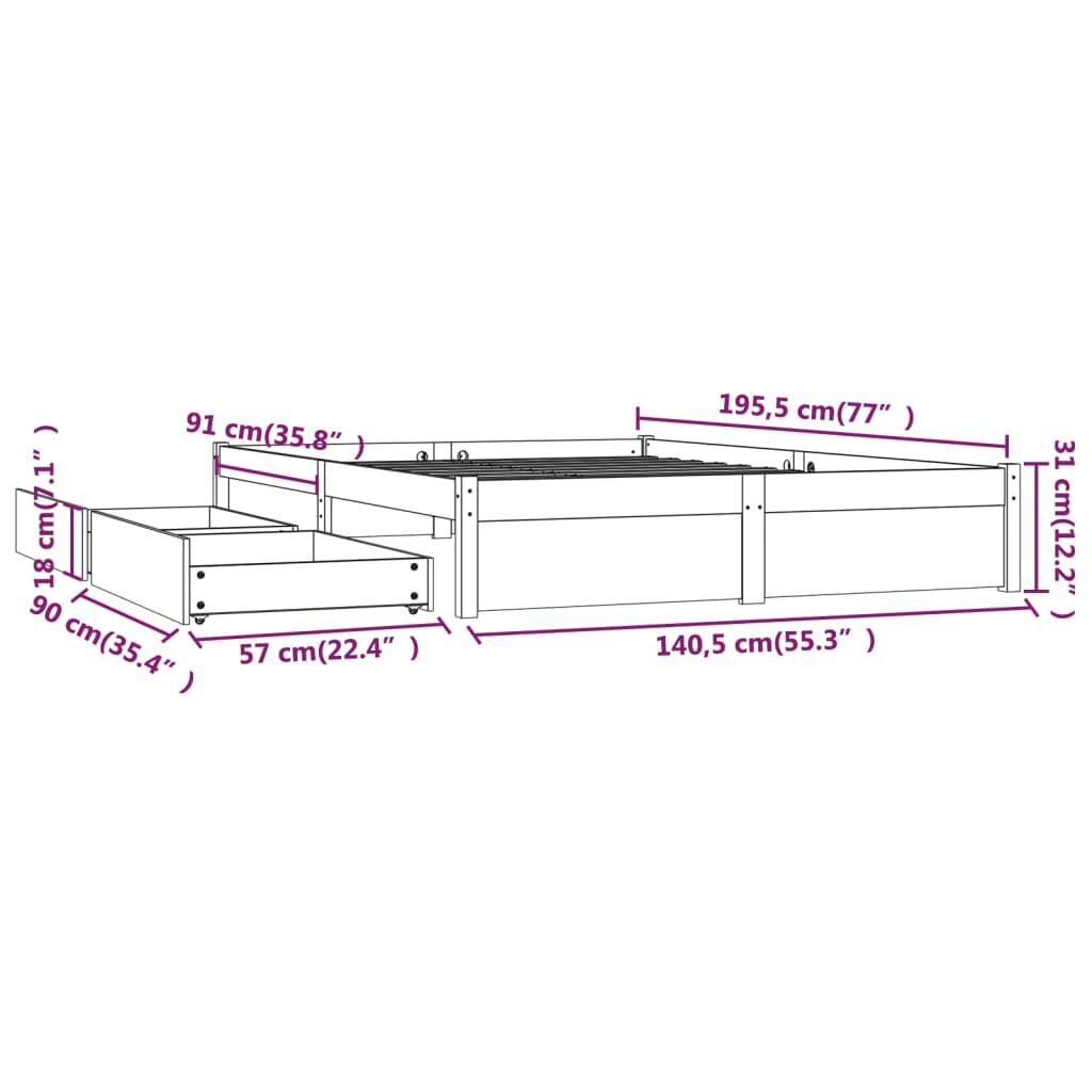 Πλαίσιο Κρεβατιού Με Συρτάρια Μελί 135x190 εκ. 4FT6 Double