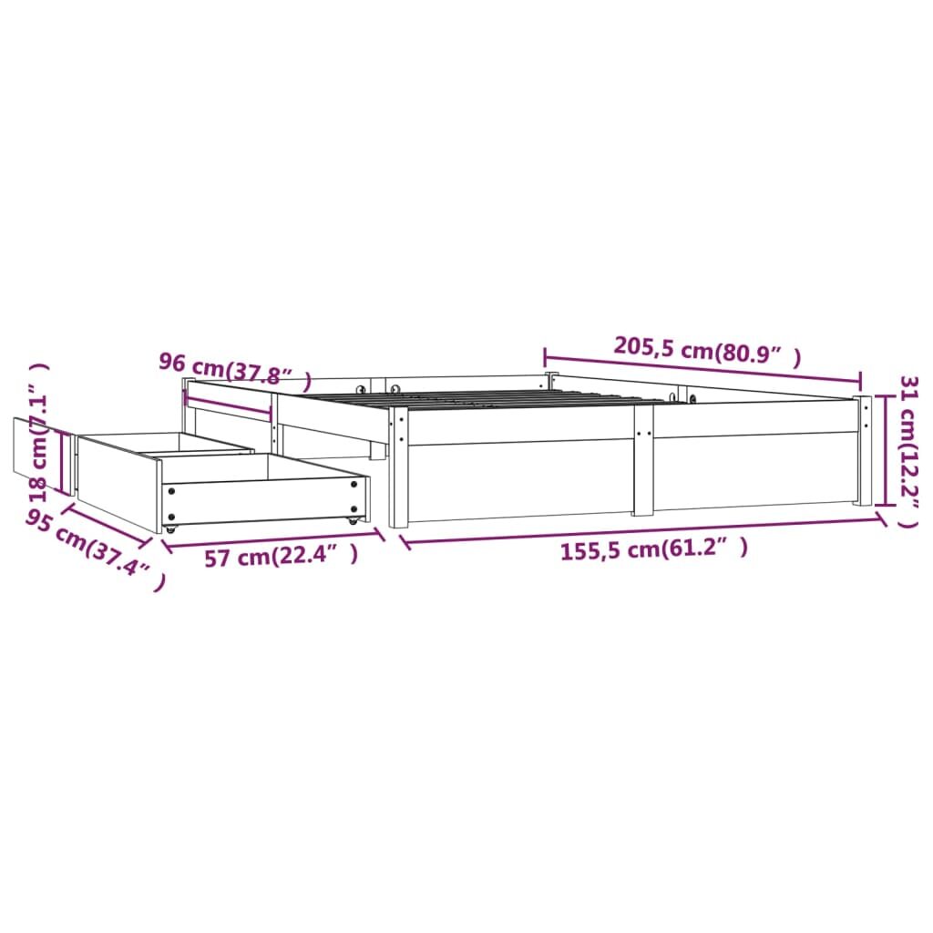 Πλαίσιο Κρεβατιού με Συρτάρια Γκρι 150 x 200 εκ. 5FT King Size