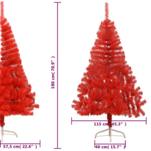 Χριστουγεννιάτικο Δέντρο Τεχνητό Μισό & Βάση Κόκκινο 180 εκ PVC