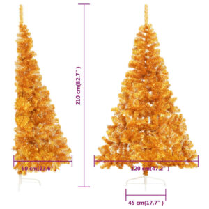 Χριστουγεννιάτικο Δέντρο Τεχνητό Μισό Με Βάση Χρυσό 210 εκ. PVC