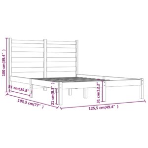 Πλαίσιο Κρεβατιού Μελί 120 x 190εκ Ξύλο Πεύκου 4FT Small Double