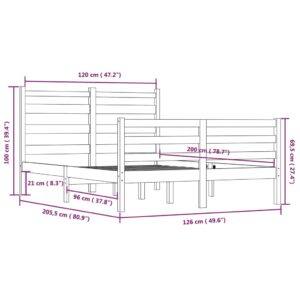 Πλαίσιο Κρεβατιού Καφέ Μελί 120 x 200 εκ. από Μασίφ Ξύλο Πεύκου