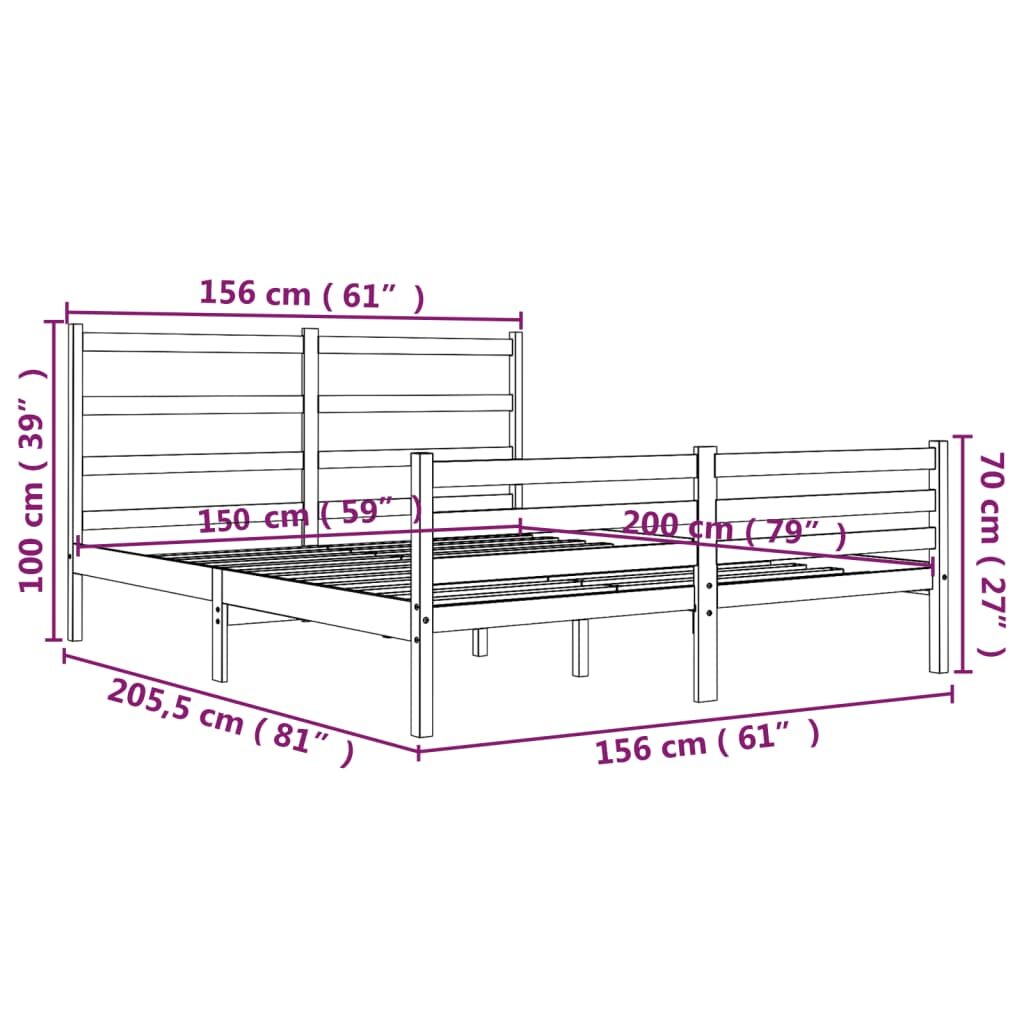 Πλαίσιο Κρεβατιού 150 x 200 εκ. από Μασίφ Ξύλο 5FT King Size